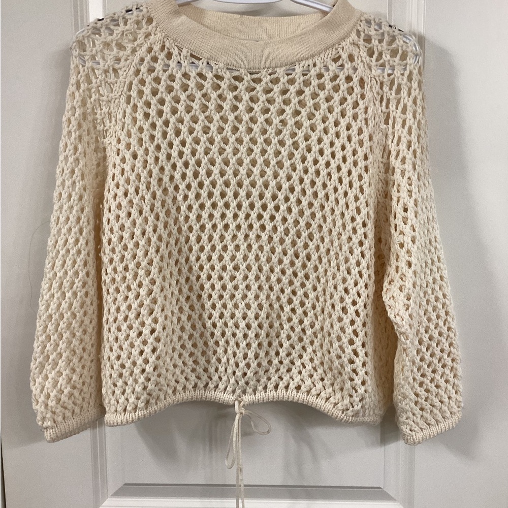 St. John Cream Open-Knit Women's Sweater